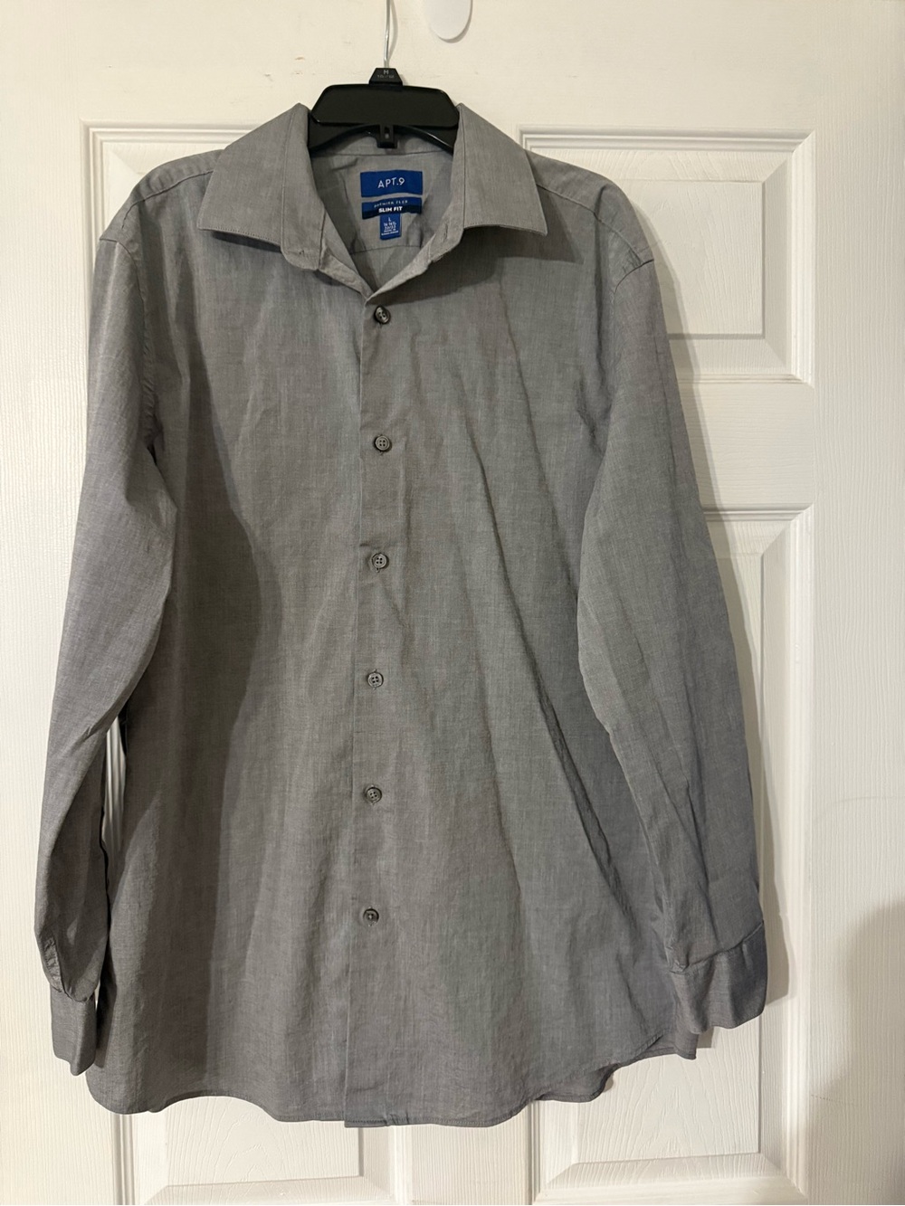 Apt. 9 Men's Light Gray Slim Fit Button-Front Dress Shirt